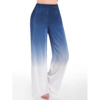 

Ombre Pleated Wide Leg Pants, Blue