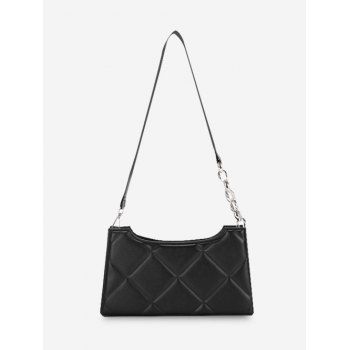 

Lozenge Quilted Half Chain Shoulder Bag, Black