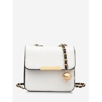 

Contrast Trim Cover Chain Mini Crossbody Bag, White