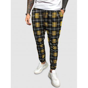 

Plaid Print Casual Beam Feet Pants, Yellow