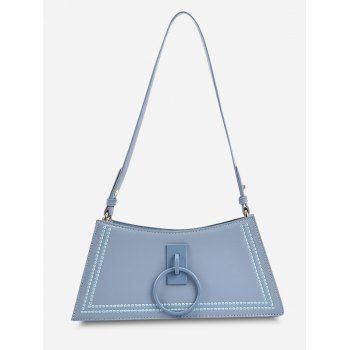 

O Ring Embroidery Trapezoid Shoulder Bag, Light blue