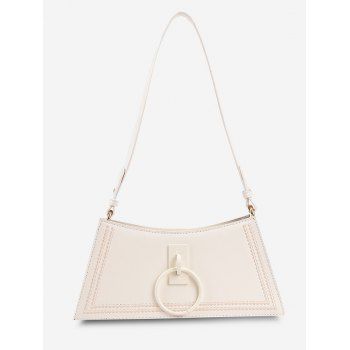 

O Ring Embroidery Trapezoid Shoulder Bag, White