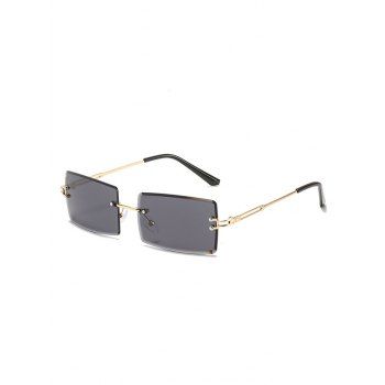 

Rectangular Frame Rimless Metal Sunglasses, Black