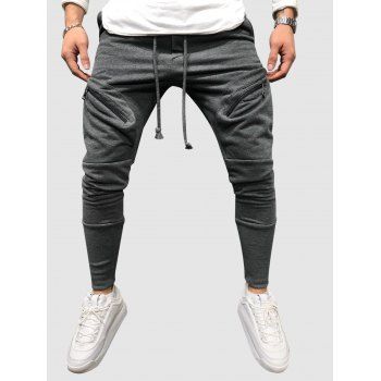 

Zipper Pockets Drawstring Sports Pants, Gray