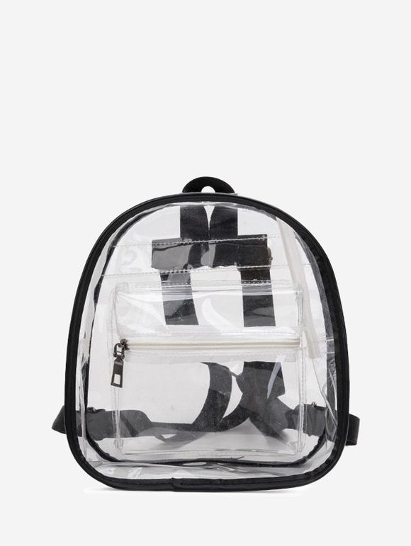 Sac à Dos Transparent à Ourlet Contrasté en PVC - Transparent 