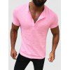 T-shirt Simple Henley à Manches Courtes - Rose clair L