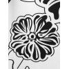 T-shirt Monochrome Irrégulier à Imprimé Floral Grande Taille - Noir L