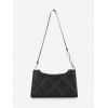 Sac à Bandoulière Matelassé avec Chaîne à Demi-Bouton - Noir 