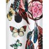 Dream Catcher Butterflies Print Crisscross Strappy Belted Mini Dress - WHITE XXXL
