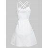 Dream Catcher Butterflies Print Crisscross Strappy Belted Mini Dress - WHITE XXXL