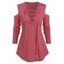 T-shirt Epaule Dénudée à Col Plongeant à Lacets - Rouge L