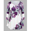 T-shirt Trapèze Tunique à Imprimé Fleuri de Grande Taille - Blanc L