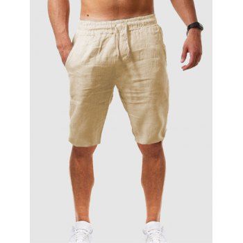 

Drawstring Casual Plain Shorts, Light yellow