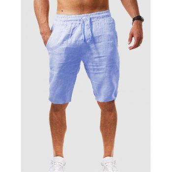 

Drawstring Casual Plain Shorts, Light blue
