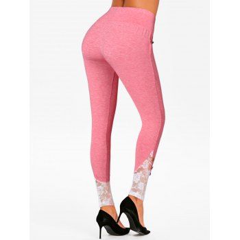 Lace Panel High Rise Leggings