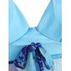 Tummy Control Tankini Swimsuit Butterfly Bathing Suit Bowknot Mesh Halter Boyshorts Summer Vacation Swimwear - LIGHT BLUE S
