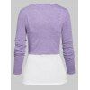 Knotted Heathered Cropped T-shirt and Plain Cami Top - LIGHT PURPLE L