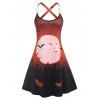 Robe avec Imprimées Chauves-Souris Bretelle de Grande Taille avec Chaîne - multicolor 5X