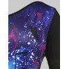 Plus Size Skew Neck Galaxy Butterfly Print Tee and Tank Top Set - BLACK 4X