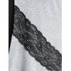 Plus Size Lace Panel High Low T-shirt and Tank Top set - LIGHT GRAY L