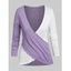 T-shirt Croisé en Blocs de Couleurs - Violet clair XXL