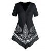 T-shirt Long Cachemire à Ourlet en Dentelle de Grande Taille - Noir 1X