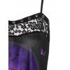 Plus Size Lace Panel Halloween Print Cami Dress - BLACK 1X