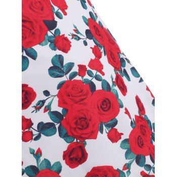 Plus Size Flower Print Criss Cross Dual Strap Tankini Swimwear