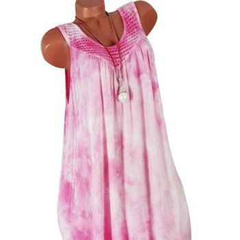 

Tie Dye Net Panel Plus Size Babydoll Dress, Light pink