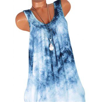 

Tie Dye Net Panel Plus Size Babydoll Dress, Blue