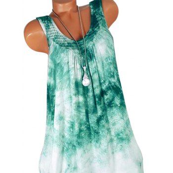 

Tie Dye Net Panel Plus Size Babydoll Dress, Deep green