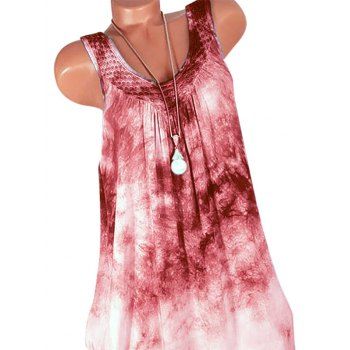 

Tie Dye Net Panel Plus Size Babydoll Dress, Red