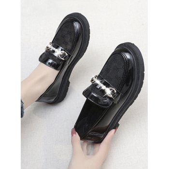 

Retro Faux Pearl Rhinestone Slip On Shoes, Graphite black