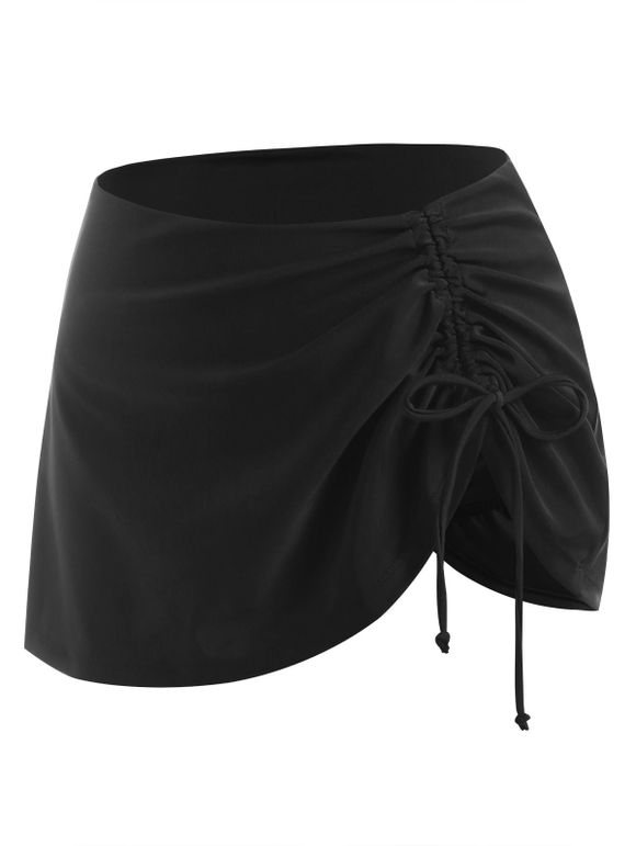 Mini Jupe-Short de Bain Cintré Couleur Unie - Noir S
