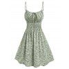 Robe d'Eté Plissée Chinée Au Poitrine - Vert clair XL