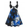 Robe Crâne Fleur Ligne A de Grande Taille - Noir 5X