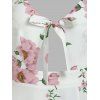 Robe Maxi avec Fente Haute à Imprimé Florale et Nœud Papillon - Blanc XXL