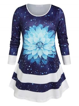 Plus Size Floral Galaxy Print Tunic T-shirt