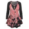T-shirt Imprimé Trapèze à Manches Raglan - Orange L