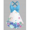 Débardeur à Imprimé Fleurs Grande Taille - Bleu clair 2X
