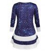 T-Shirt Tunique à Imprimé Galaxie et Fleurs Grande-Taille - Bleu profond 1X