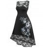 Robe D'Halloween Haute Basse Panneau en Dentelle de Grande Taille - Noir 4X