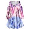 T-shirt Teinté à Epaule Dénudée de Grande Taille en Treillis - multicolor 1X