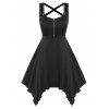 Robe Gothique Mouchoir à Bretelle Bouclée de Grande Taille - Noir 2X