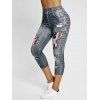 Legging Capri à Imprimé 3D Drapeau Américain Patriotique - Gris Foncé XXXL