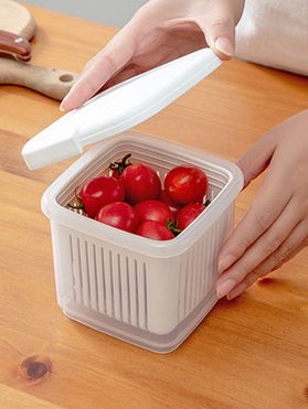 Transparent Double Layer Draining Separated Refrigerator Storage Box