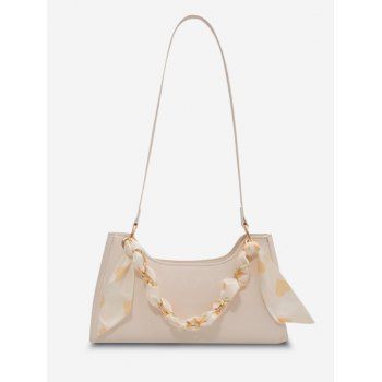 

Scarf-Wrapped Chain Shoulder Bag, Beige