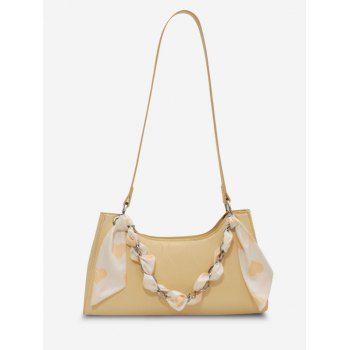 

Scarf-Wrapped Chain Shoulder Bag, Yellow