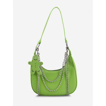 

Double Chain Shoulder Bag With Pendant, Green