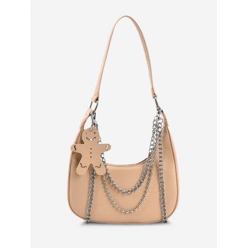 

Double Chain Shoulder Bag With Pendant, Light pink